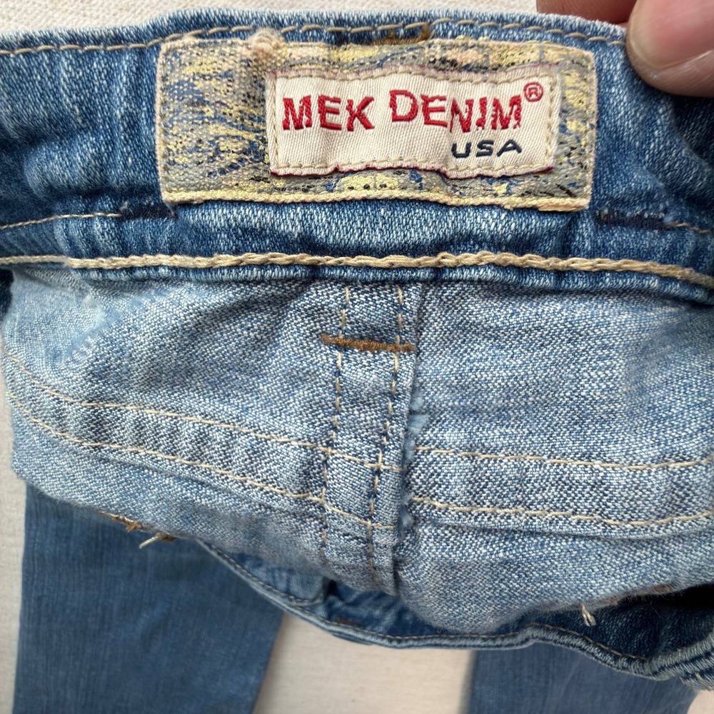 MEK Denim Princeton Jeans Womens 27 Embroidered Straight Light Blue Y2K W1PRINS4 - Picture 8 of 11